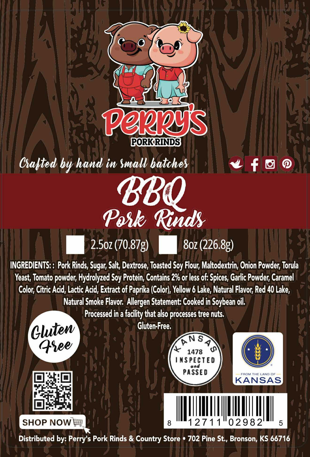 Chili Cheese Pork Rinds 8oz Perry's Pork Rinds & Country Store