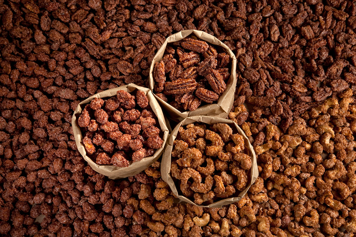 Cinnamon Sugar Glazed Nuts- Choice Almonds, Pecans, Cashews